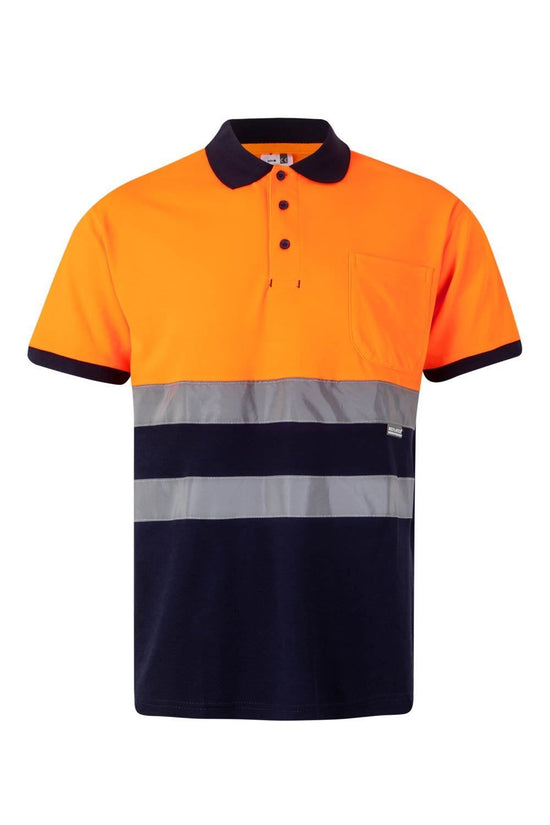Polo Algodao Bicolor Manga Curta de Alta Visibilidade-Narnaja Fluor-S-RAG-Tailors-Fardas-e-Uniformes-Vestuario-Pro