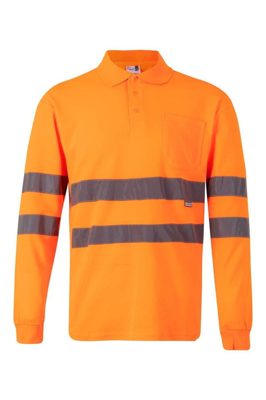 Polo Algodao Manga Comprima Alta Visibilidade-Narnaja Fluor-S-RAG-Tailors-Fardas-e-Uniformes-Vestuario-Pro