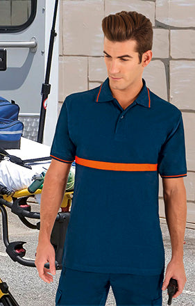 Polo Artur Faixa Contraste Laranja / Vermelha-RAG-Tailors-Fardas-e-Uniformes-Vestuario-Pro