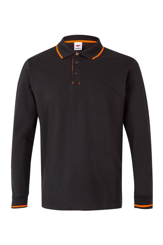 Polo Às Riscas Bicolor de Manga Comprida-Preto/Laranja-XS-RAG-Tailors-Fardas-e-Uniformes-Vestuario-Pro