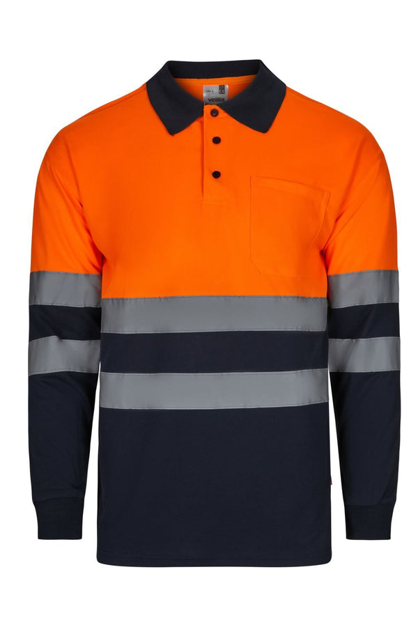 Polo Bicolor Alta Visibilidade-Azul Marinho/Laranja Fluorescente - 01/19-S-RAG-Tailors-Fardas-e-Uniformes-Vestuario-Pro