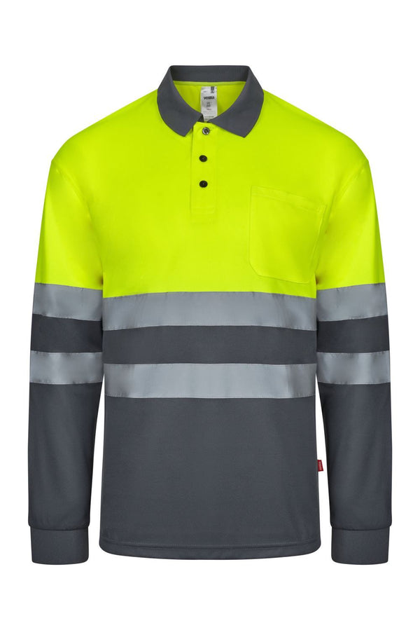 Polo Bicolor Alta Visibilidade-Cinza/Amarelo Fluorescente - 08/20-S-RAG-Tailors-Fardas-e-Uniformes-Vestuario-Pro