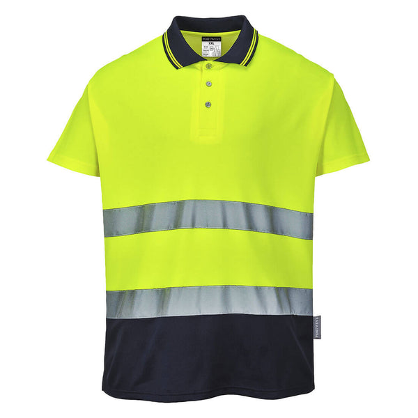 Polo Bicolor de Algodão Comfort de Alta Visibilidade-Amarelo/marinho-S-RAG-Tailors-Fardas-e-Uniformes-Vestuario-Pro