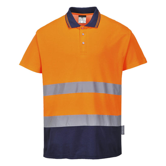 Polo Bicolor de Algodão Comfort de Alta Visibilidade-Laranja/marinho-S-RAG-Tailors-Fardas-e-Uniformes-Vestuario-Pro