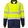 Polo Bicolor de Manga Comprida de Alta Visibilidade-Amarelo/marinho-XS-RAG-Tailors-Fardas-e-Uniformes-Vestuario-Pro