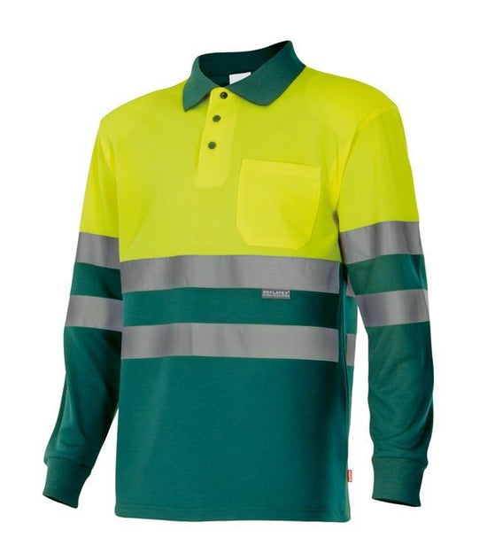 Polo Bicolor de Manga Comprida de Alta Visibilidade-Sup Ama/Inf Ver-XS-RAG-Tailors-Fardas-e-Uniformes-Vestuario-Pro