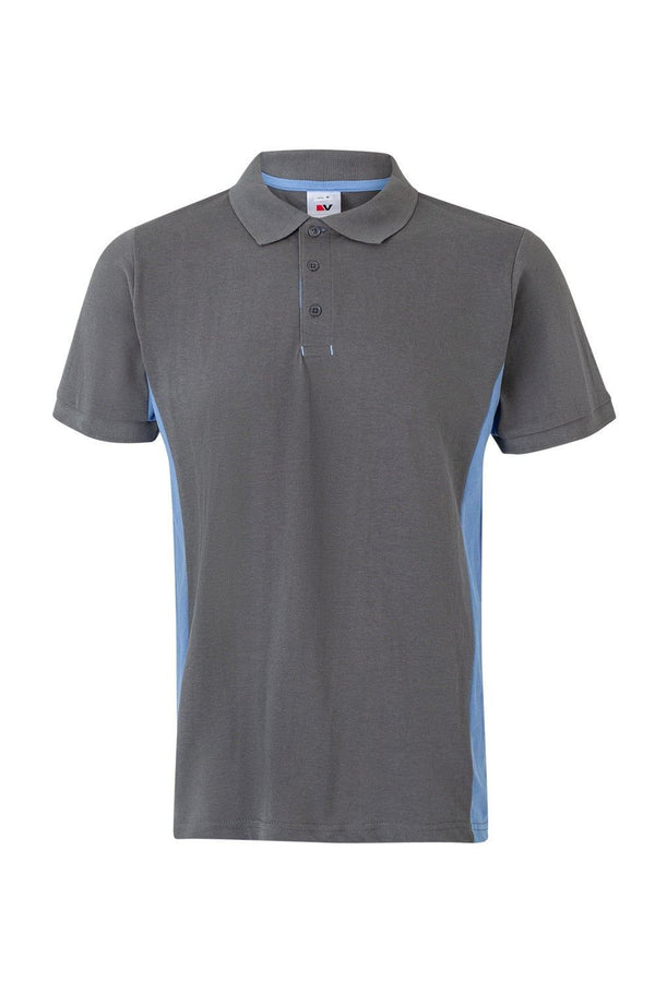 Polo Bicolor de Manga Curta-Cinza/Azul Celeste-XS-RAG-Tailors-Fardas-e-Uniformes-Vestuario-Pro