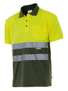 Polo Bicolor de Manga Curta de Alta Visibilidade-Am.Fluor/Ver Caz-S-RAG-Tailors-Fardas-e-Uniformes-Vestuario-Pro