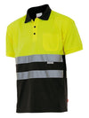 Polo Bicolor de Manga Curta de Alta Visibilidade-Preto/amarelo Fluorescente - 00/20-M-RAG-Tailors-Fardas-e-Uniformes-Vestuario-Pro
