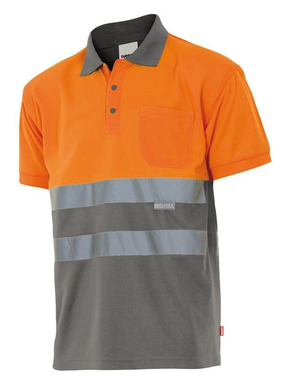 Polo Bicolor de Manga Curta de Alta Visibilidade-Sup Larj/Cinza-S-RAG-Tailors-Fardas-e-Uniformes-Vestuario-Pro