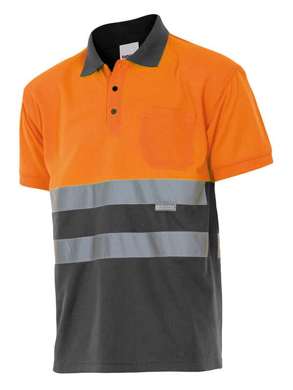 Polo Bicolor de Manga Curta de Alta Visibilidade-Sup Larj/Cinza-S-RAG-Tailors-Fardas-e-Uniformes-Vestuario-Pro
