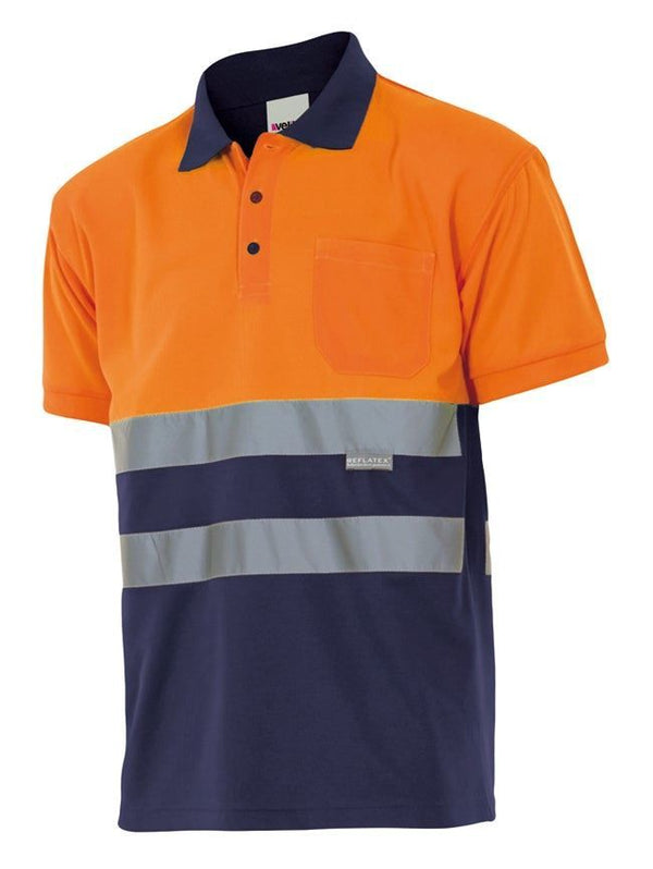 Polo Bicolor de Manga Curta de Alta Visibilidade-Sup Nar/Inf Mar-S-RAG-Tailors-Fardas-e-Uniformes-Vestuario-Pro