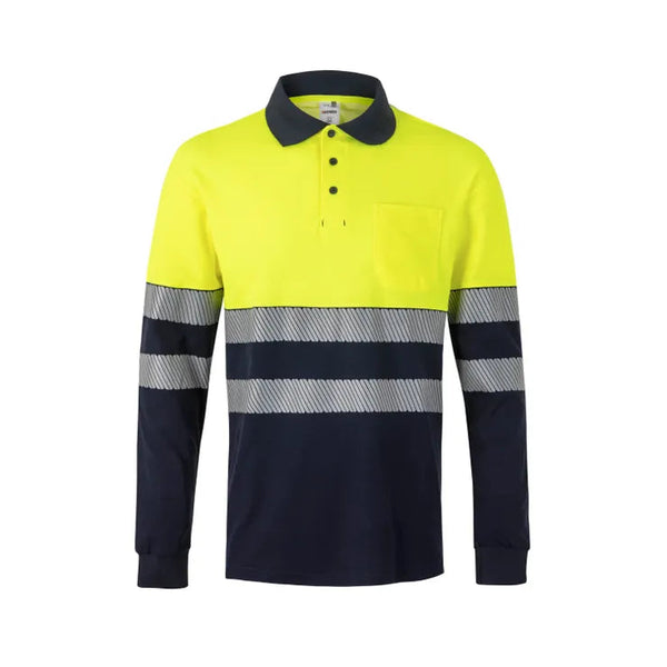 Polo Bicolor m\comprida Alta Visibilidade-Amarelo/Marinho-S-RAG-Tailors-Fardas-e-Uniformes-Vestuario-Pro