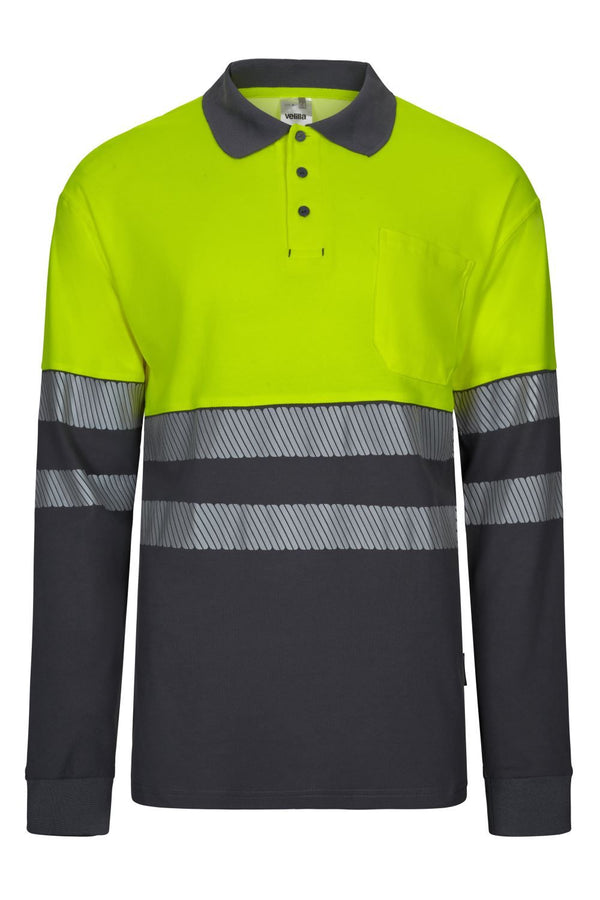 Polo Bicolor m\comprida Alta Visibilidade-Cinza/amarelo Fluorescente - 08/20-M-RAG-Tailors-Fardas-e-Uniformes-Vestuario-Pro