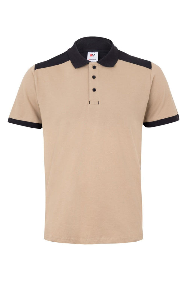 Polo Bicolor m\curta-Areia / Preto-XS-RAG-Tailors-Fardas-e-Uniformes-Vestuario-Pro