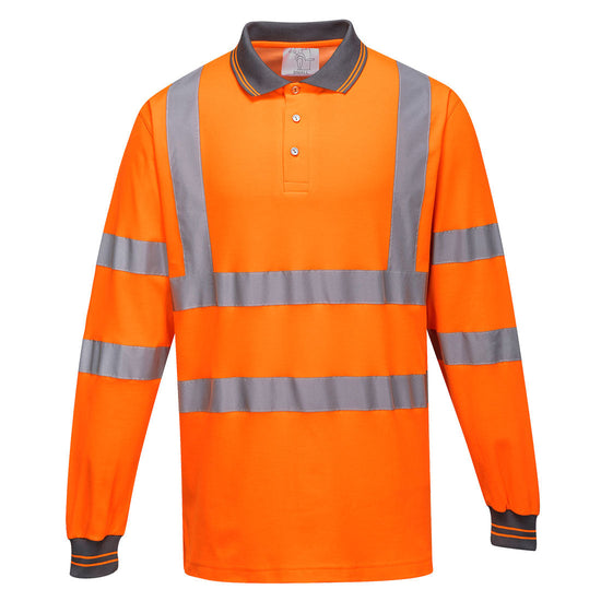 Polo Cotton Comfort de Manga Comprida-Laranja-S-RAG-Tailors-Fardas-e-Uniformes-Vestuario-Pro