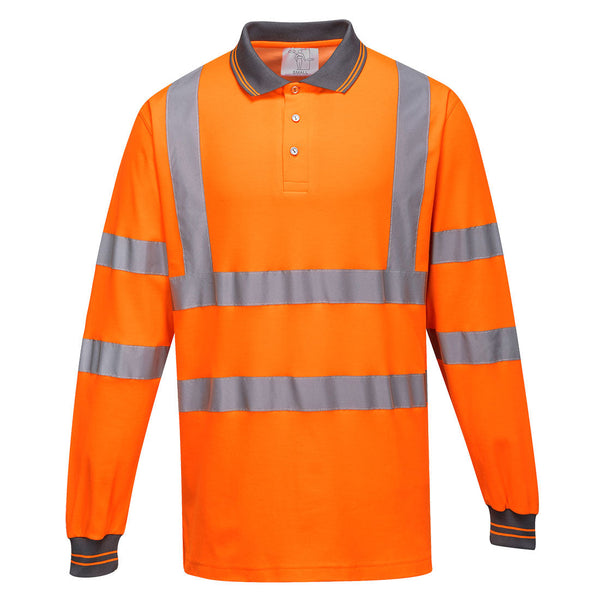 Polo Cotton Comfort de Manga Comprida-Laranja-S-RAG-Tailors-Fardas-e-Uniformes-Vestuario-Pro