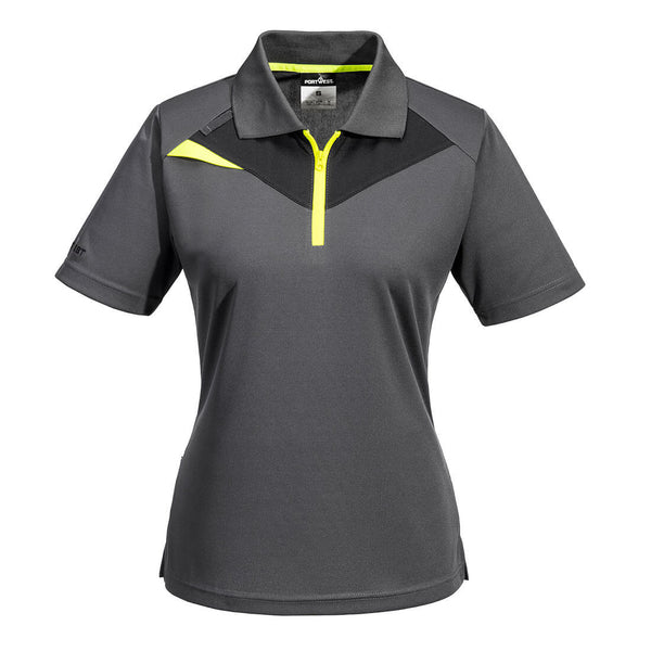 Polo DX4 de Mulher de Manga Curta-Cinza Metal-XS-RAG-Tailors-Fardas-e-Uniformes-Vestuario-Pro