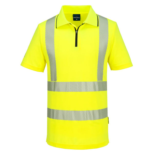Polo Desportivo KX3 de Alta Visibilidade com Fecho – Manga Curta-Amarelo-S-RAG-Tailors-Fardas-e-Uniformes-Vestuario-Pro