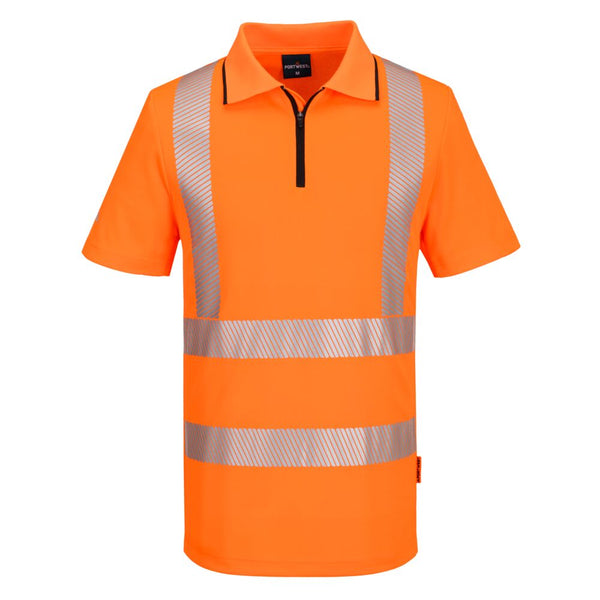 Polo Desportivo KX3 de Alta Visibilidade com Fecho – Manga Curta-Laranja-S-RAG-Tailors-Fardas-e-Uniformes-Vestuario-Pro