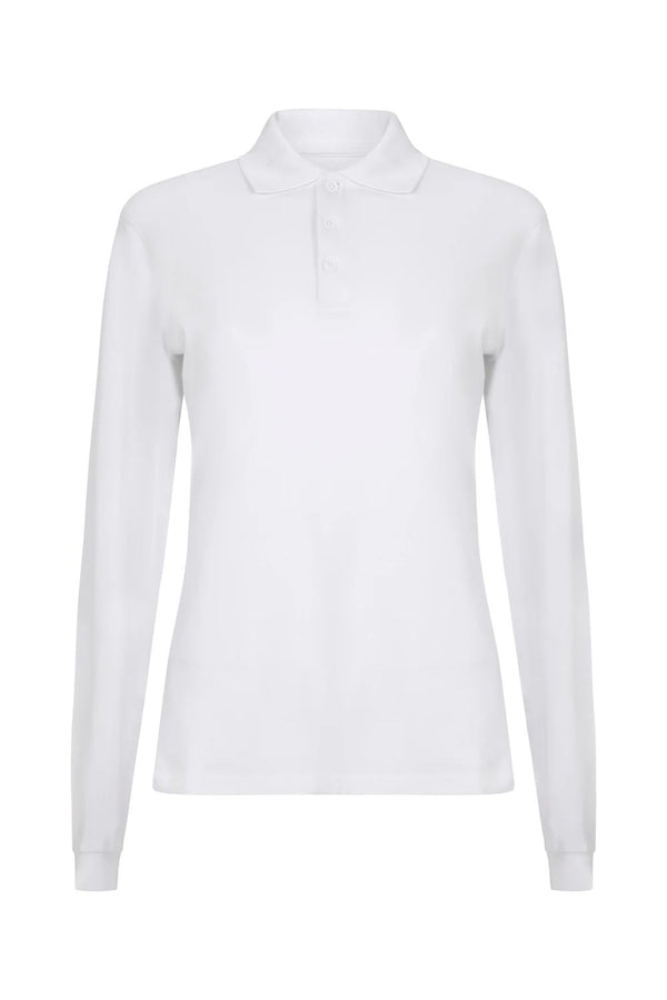 Polo OCS Stretch de Manga Comprida Mulher-Branco - 07-XS-RAG-Tailors-Fardas-e-Uniformes-Vestuario-Pro