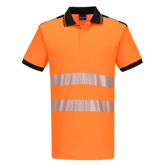 Polo PW3 de Algodão de Alta Visibilidade e Confortável Manga Curta-Laranja/Preto-S-RAG-Tailors-Fardas-e-Uniformes-Vestuario-Pro