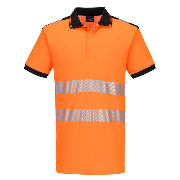 Polo PW3 de Algodão de Alta Visibilidade e Confortável Manga Curta-Laranja/preto-S-RAG-Tailors-Fardas-e-Uniformes-Vestuario-Pro