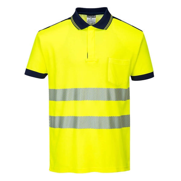 Polo PW3 de Alta Visibilidade Manga Curta-Amarelo/Marinho-S-RAG-Tailors-Fardas-e-Uniformes-Vestuario-Pro