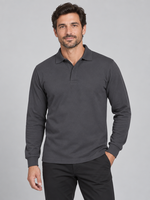 Polo Pedro-Cinza Carvão-S-RAG-Tailors-Fardas-e-Uniformes-Vestuario-Pro