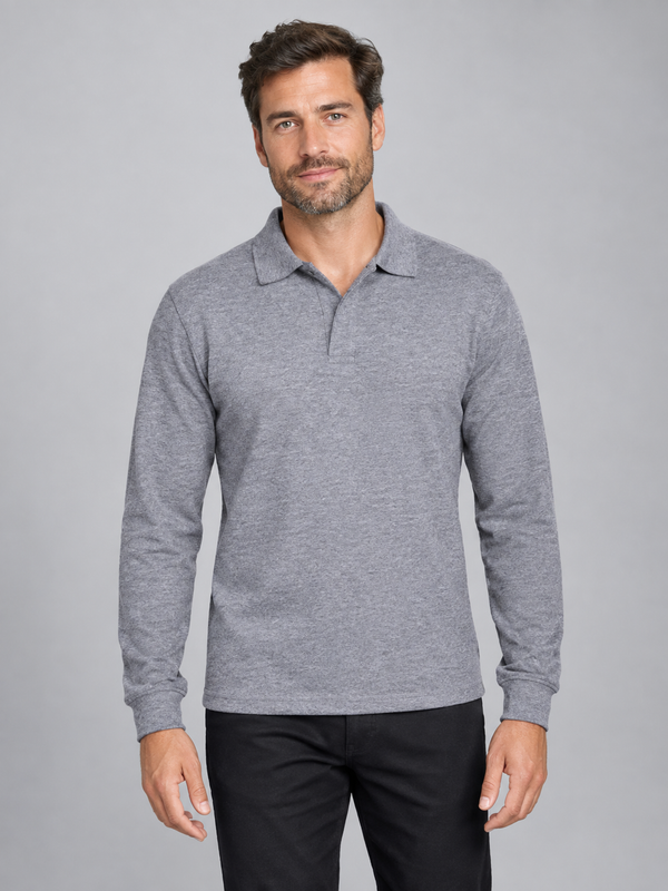 Polo Pedro-Cinza Mesclado-S-RAG-Tailors-Fardas-e-Uniformes-Vestuario-Pro