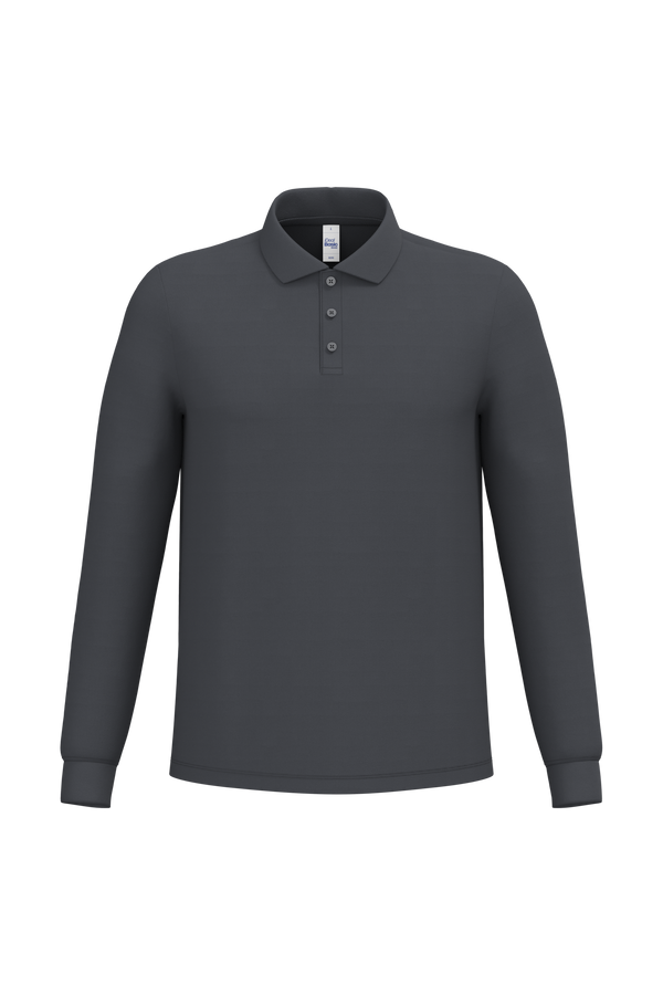 Polo Piqué Manga Comprida de Homem-Cinzento Escuro Ideal-XS-RAG-Tailors-Fardas-e-Uniformes-Vestuario-Pro