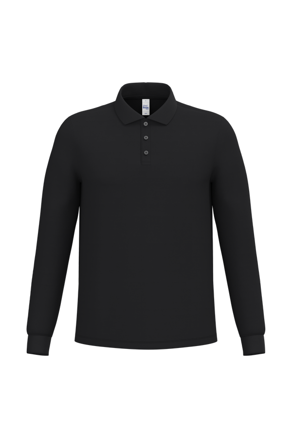 Polo Piqué Manga Comprida de Homem-Preto Ideal-XS-RAG-Tailors-Fardas-e-Uniformes-Vestuario-Pro