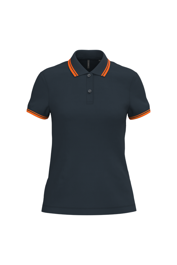 Polo Senhora c\Friso as Riscas-Azul Marinho / Laranja-L-RAG-Tailors-Fardas-e-Uniformes-Vestuario-Pro