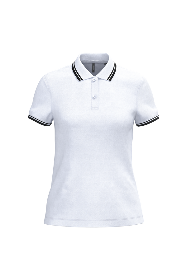 Polo Senhora c\Friso as Riscas-Branco / Preto-XS-RAG-Tailors-Fardas-e-Uniformes-Vestuario-Pro