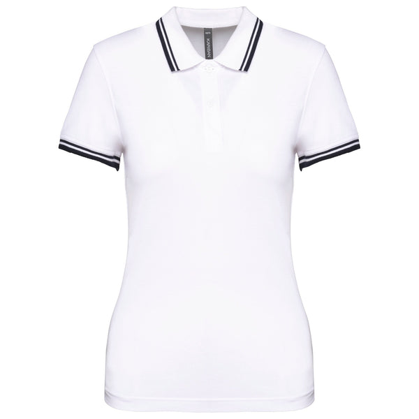 Polo Senhora c\Friso as Riscas-Branco/Marinho-XS-RAG-Tailors-Fardas-e-Uniformes-Vestuario-Pro