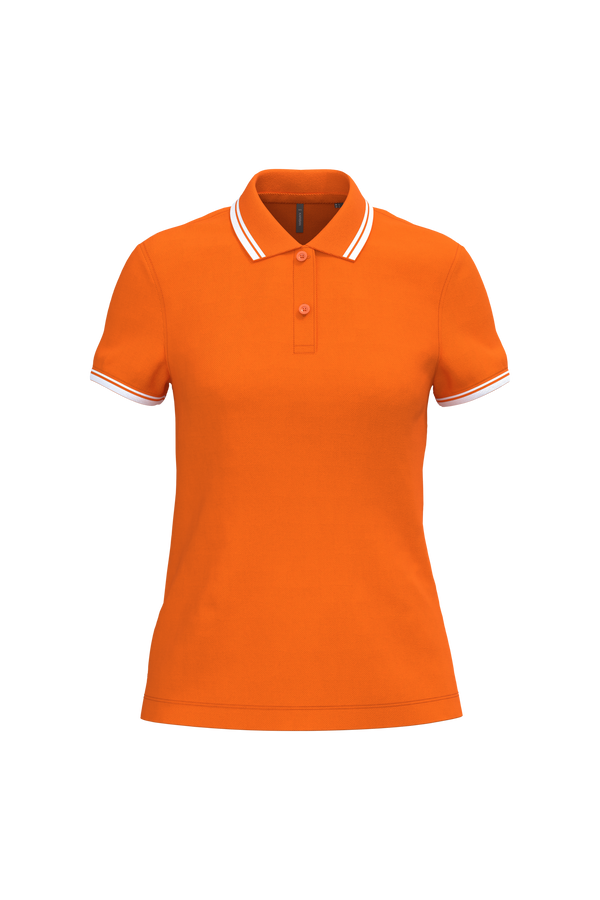 Polo Senhora c\Friso as Riscas-Laranja / Branco-S-RAG-Tailors-Fardas-e-Uniformes-Vestuario-Pro