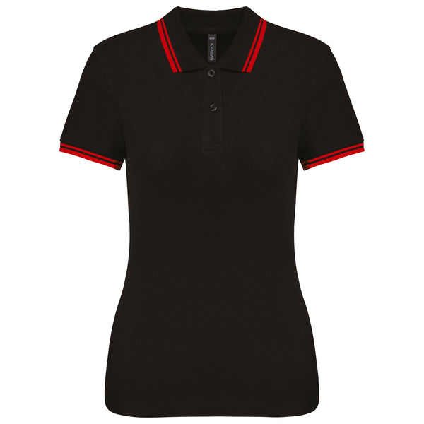 Polo Senhora c\Friso as Riscas-Preto/Vermelho-XS-RAG-Tailors-Fardas-e-Uniformes-Vestuario-Pro