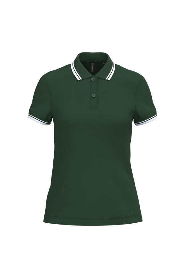 Polo Senhora c\Friso as Riscas-Verde Floresta / Branco-M-RAG-Tailors-Fardas-e-Uniformes-Vestuario-Pro