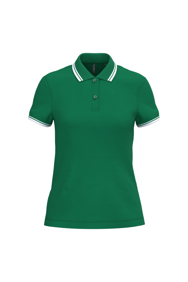 Polo Senhora c\Friso as Riscas-Verde Kelly / Branco-XS-RAG-Tailors-Fardas-e-Uniformes-Vestuario-Pro