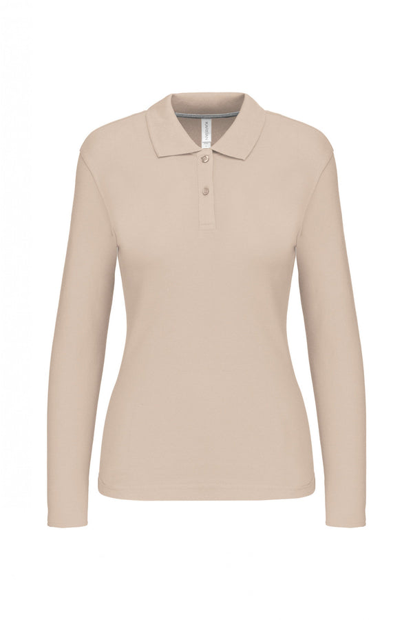 Polo Senhora m\comprida Santa Iria (1 de 2)-Areia Claro-S-RAG-Tailors-Fardas-e-Uniformes-Vestuario-Pro