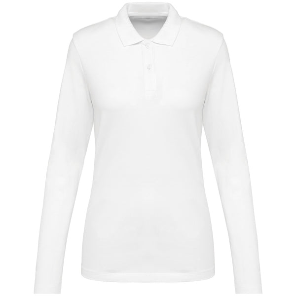 Polo Supima® de manga comprida de senhora-White-XS-RAG-Tailors-Fardas-e-Uniformes-Vestuario-Pro