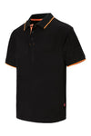 Polo Vivos Bicolor de Manga Curta-Preto/Laranja Fluorescente-XS-RAG-Tailors-Fardas-e-Uniformes-Vestuario-Pro