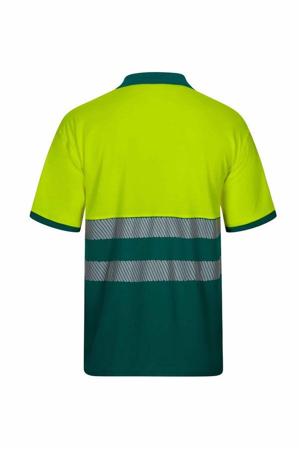 Polo de Algodão Bicolor Manga Curta com Faixas Segmentadas de Alta Visibilidade-RAG-Tailors-Fardas-e-Uniformes-Vestuario-Pro
