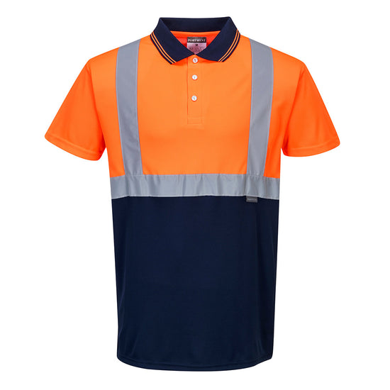 Polo de Alta Visibilidade de Contraste Leve Manga Curta-Laranja/marinho-XS-RAG-Tailors-Fardas-e-Uniformes-Vestuario-Pro