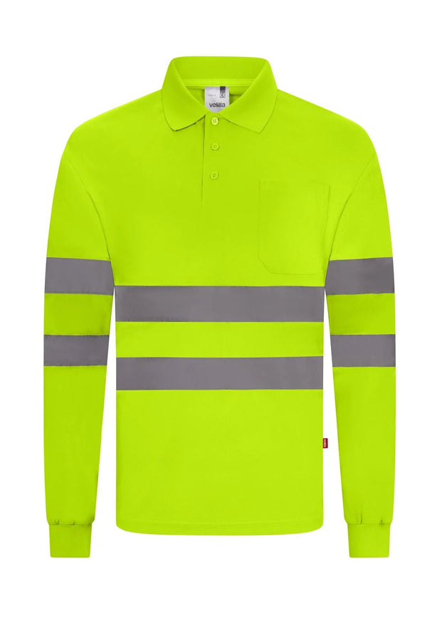 Polo de Alta Visibilidade de Manga Comprida-Amarelo Fluorescente - 20-S-RAG-Tailors-Fardas-e-Uniformes-Vestuario-Pro
