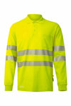 Polo de Alta Visibilidade em Algodão de Manga Comprida com Faixas Segmentadas-Amarelo Fluorescente - 20-S-RAG-Tailors-Fardas-e-Uniformes-Vestuario-Pro