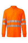 Polo de Alta Visibilidade em Algodão de Manga Comprida com Faixas Segmentadas-Laranja Fluorescente - 19-S-RAG-Tailors-Fardas-e-Uniformes-Vestuario-Pro