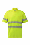 Polo de Alta Visibilidade em Algodão de Manga Curta com Faixas Segmentadas-Amarelo Fluorescente - 20-S-RAG-Tailors-Fardas-e-Uniformes-Vestuario-Pro