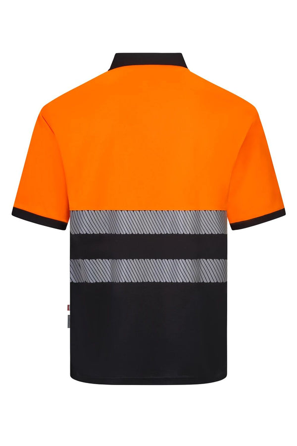 Polo de Alta Visibilidade em Poliéster Reciclado Bicolor de Manga Curta com Faixas Refletoras Segmentadas-RAG-Tailors-Fardas-e-Uniformes-Vestuario-Pro