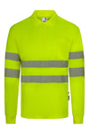 Polo de Alta Visibilidade em Poliéster Reciclado de Manga Comprida com Fitas Refletoras Segmentadas-Amarelo Fluorescente - 20-XS-RAG-Tailors-Fardas-e-Uniformes-Vestuario-Pro
